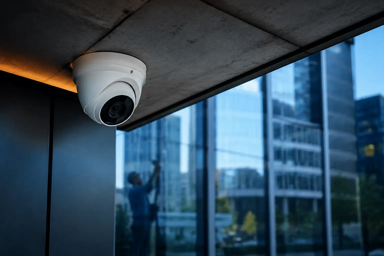 Modern bir yapıya kurulmuş CCTV güvenlik kamerası